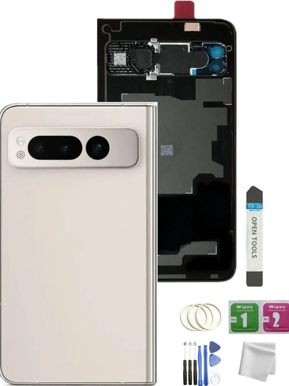 Pixel Fold 5G Back Glass Replacement - 7.6” Cover with Camera Lens & Tools